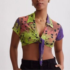 Saturdays New York City Jillian Tie Front Top Multicolor Tie-Front Crop Top S